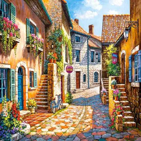 1000 Piece Jigsaw Puzzle, Rue de Village, France, Painting Puzzle, Adult Puzzle, Castorland C-103744-2 {2}
