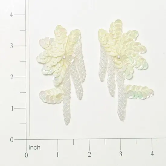 Floral Swag Sequin Applique/Patch Pack of 2 White AB {1}