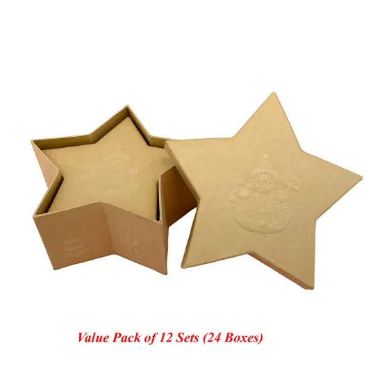 Value Pack of 12 Star Box with Embossed Snowman - 2 pc. Set {3}