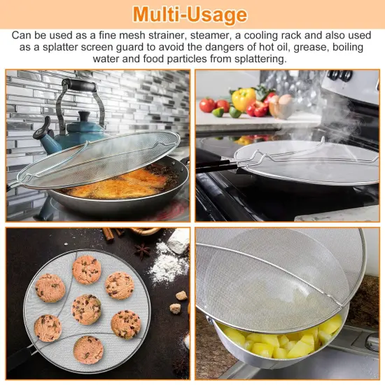 Eggracks Grease Splatter Screen 13in Stainless Steel Fine Mesh Splash Mesh {4}