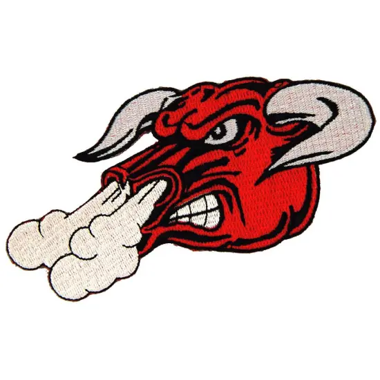 Snorting Bull Patch Red 3" {1}