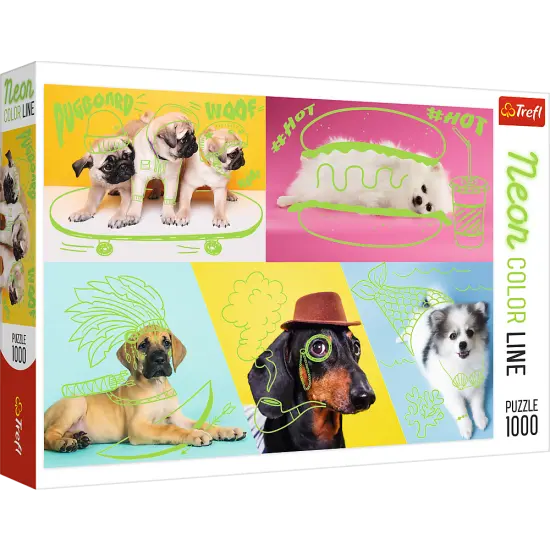 1000 Piece Jigsaw Puzzle, Far Out Dogs, Silly Pets, Puppies, Baby Animals, Pugs, Pomeranians, Adult Puzzles, Trefl 10578 {1}