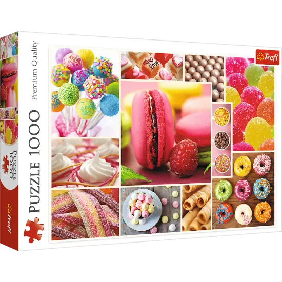 1000 Piece Jigsaw Puzzles, Candy, Collage, Sweets, Macaroons, Donuts, Adult Puzzles, Trefl 10469 {1}