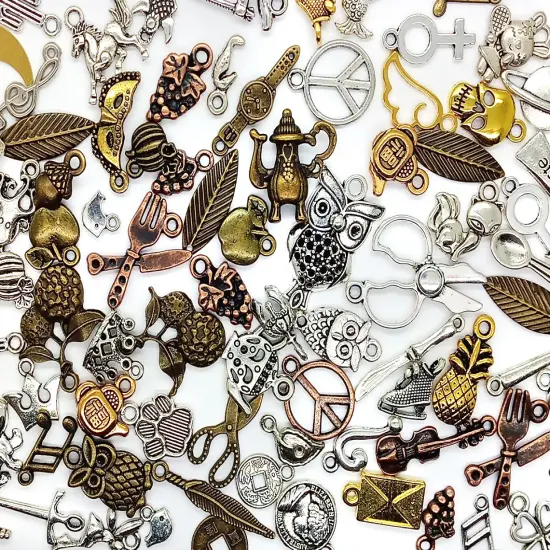 Mixed Metal Charms, 60 pieces, Big Variety of Alloy Charms, Adorabilities {2}
