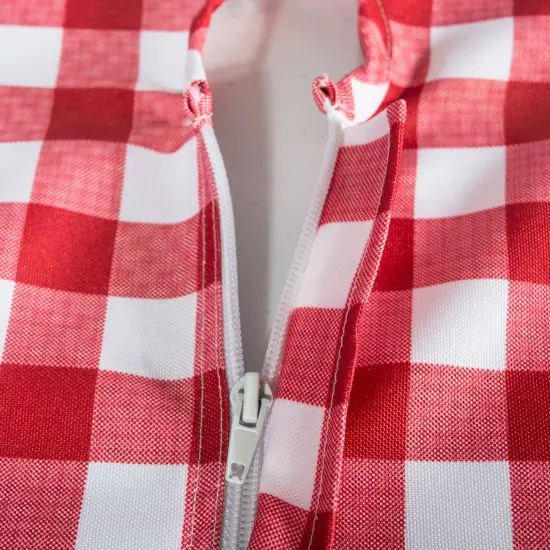 DII Red Check Outdoor Tablecloth With Zipper 52 Round {3}