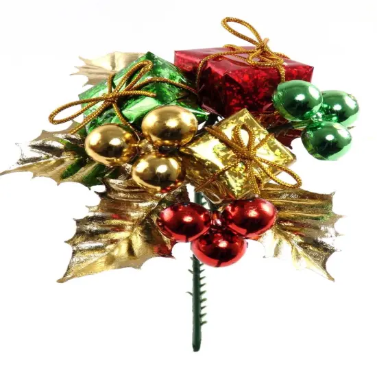 Assorted Holly Pick w/ Boxes & Balls - Set of 6, Festive Holiday Accents, Christmas Decor for Wreaths & Arrangements - Ideal for Home, Office - 2024 Christmas Collection, Floral Home by Artificial Flowers {1}