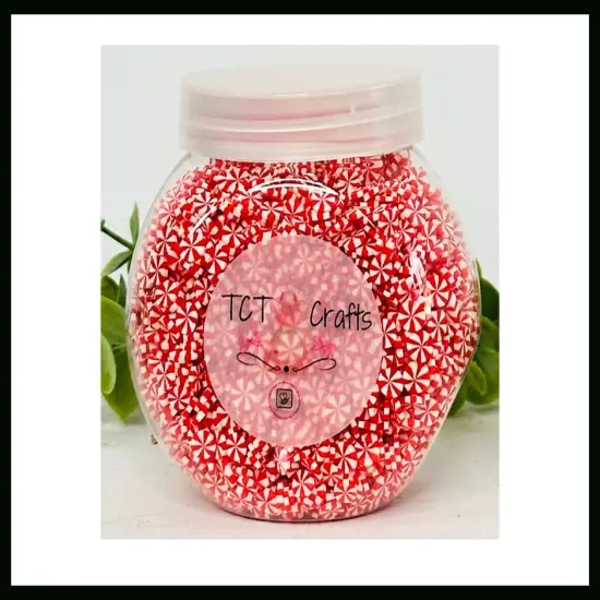 150g 5mm Red/White Peppermint Polymer Clay Sprinkle Mix - Perfect for Fake Bakes, Clay Art, Slime - Festive, Joyful, and Playful {2}