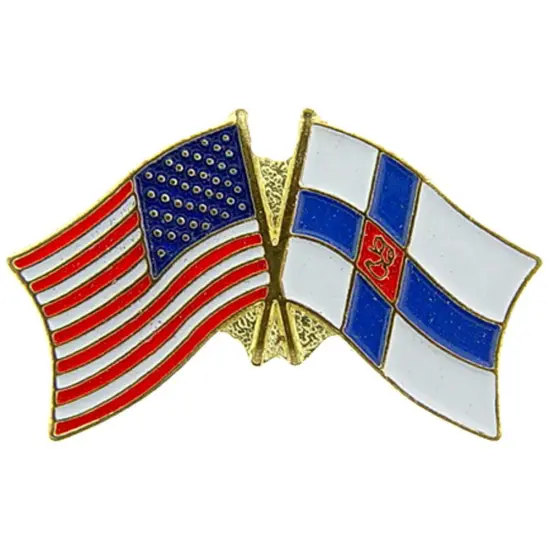 American & Finland Flags Pin 1" {1}