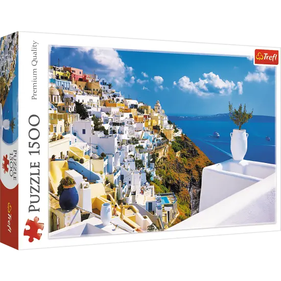 1500 Piece Jigsaw Puzzles, Santorini, Puzzle of Greece, Island Paradise Puzzle, Adult Puzzles, Trefl 26119 {1}