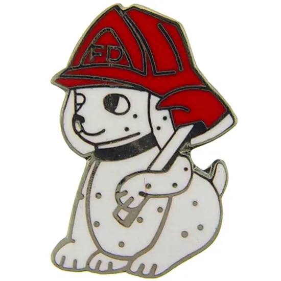 Dalmatian Pup with Fireman Hat & Axe Pin 1" {1}