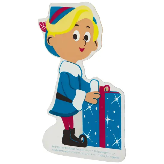 Northlight 7" Hermey with Christmas Present Double Sided Gel Window Cling Decoration Blue {7}