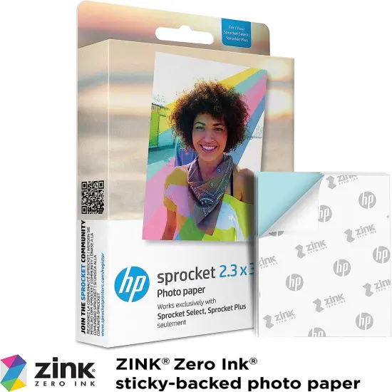 HP Sprocket Sticky Back Zink Photo Paper 2.3x3.4, Photo Paper Compatible with HP Sprocket Photo Printers {2}