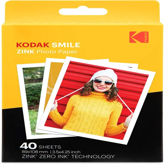 Kodak Zink Photo Paper 3.5x4.25", Zink Paper Compatible with Kodak Smile Classic Instant Camera {1}