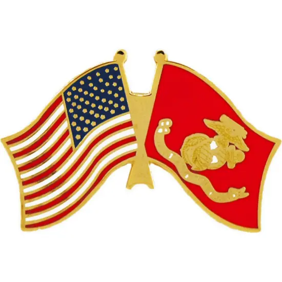 American & U.S.M.C. Flags Pin 1 1/4" {1}
