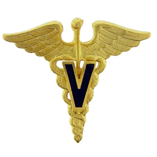 U.S. Army Medic Caduceus Veteran Pin Gold Plated 1 1/8" {1}