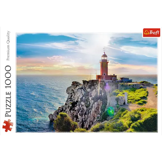 1000 Piece Jigsaw Puzzles, The Melagavi Lighthouse, Greece, Ocean, Alkyonides Islands, Adult Puzzles, Trefl 10436 {3}