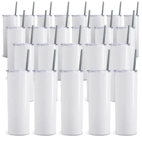 ProSub 20oz Straight Skinny Tumbler Sublimation Blanks Gloss White - 60 Pack {1}