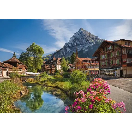 2000 Piece Jigsaw Puzzles, Alps in Summer, Mountain Village Puzzle with River, Adult Puzzles, Trefl 27089 {2}