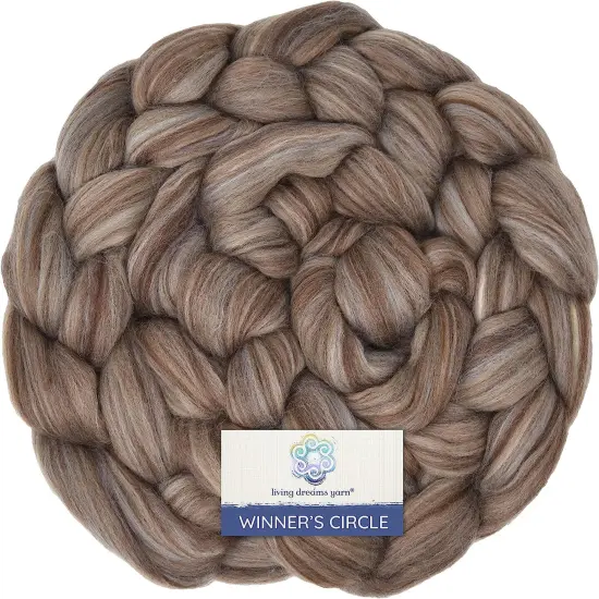 100% Superfine Merino Fiber: Winner's Circle. Soft Combed Top Roving Color Blend for Spinning, Felting, Weaving Mocha {1}