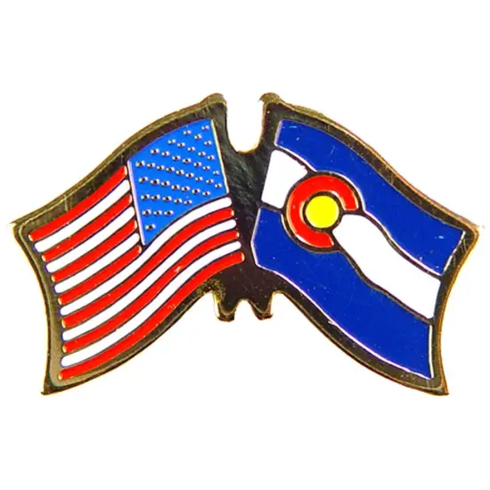 American & Colorado Flags Pin 1" {1}