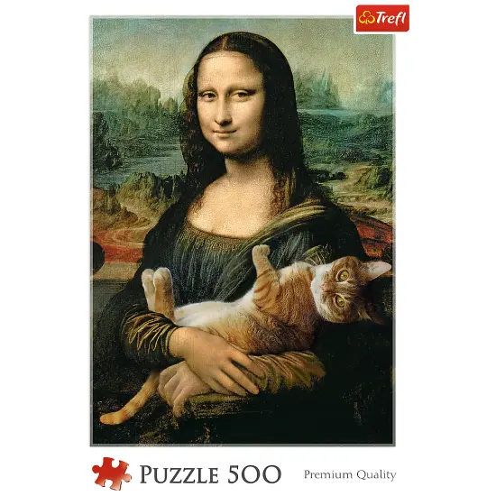 500 Piece Jigsaw Puzzles, Mona Lisa and a Purring Kitty, Da Vinci Puzzles, Art Puzzles, Adult Puzzles, Trefl 37294 {3}
