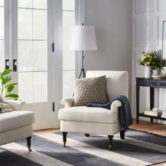 Northlight 5' x 7' Hand Woven Blue and Beige Striped Jute Area Throw Rug {1}