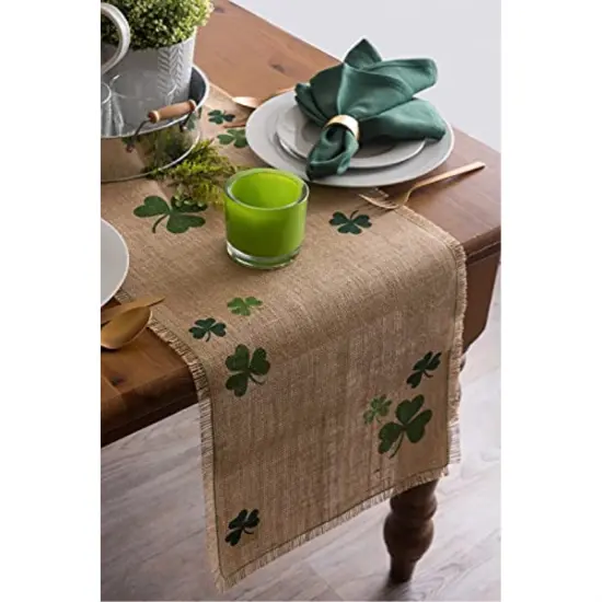 DII Shamrock Printed Jute Table Runner 14x108" {3}