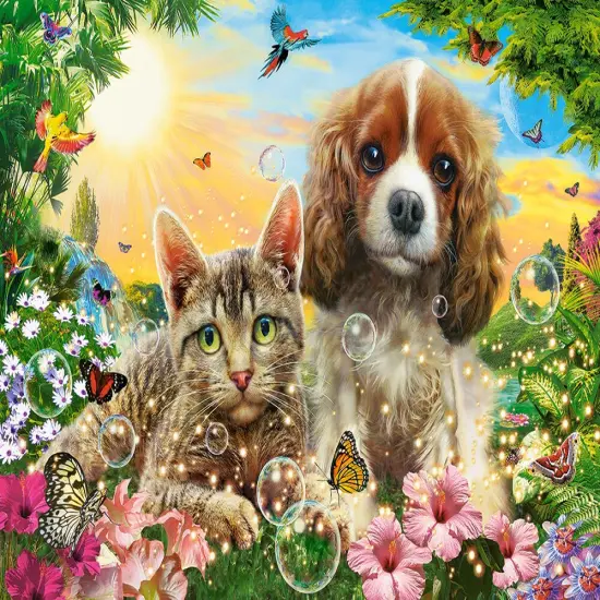 500 Piece Jigsaw Puzzle, Best Pals, Cats and Dogs, Animal puzzles, sweety Puppy and Kitten, Adult Puzzles, Castorland B-53728 {2}