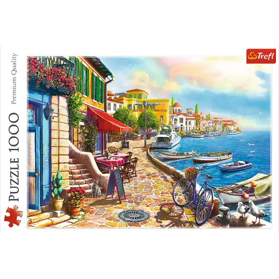 1000 Piece Jigsaw Puzzles, Sunny Embankment, Coastal City, Ocean, Adult Puzzles, Trefl 10527 {3}