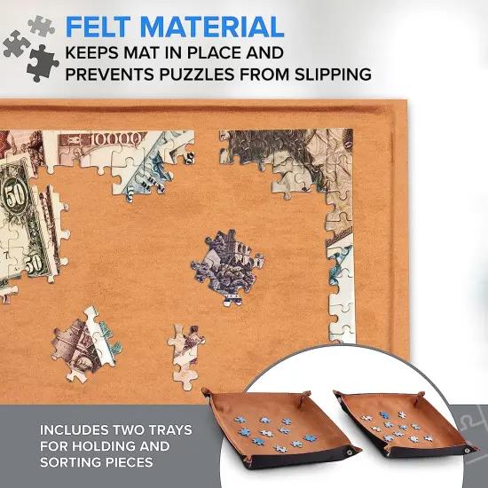 Jumbl 1500 Piece Puzzle Board, 26” x 36” Portable Puzzle Table with 2 Trays & Non-Slip Surface {4}