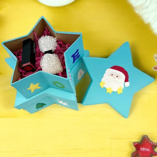 Value Pack of 3 Star Box with Embossed Santa- 2 pc. Set {6}