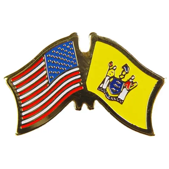 American & New Jersey Flags Pin 1" {1}