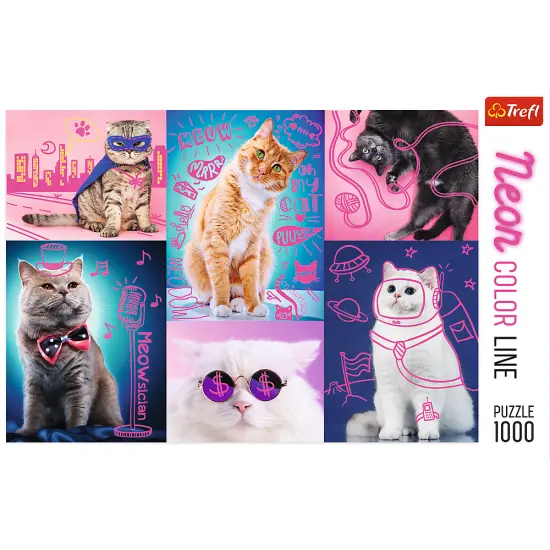 1000 Piece Jigsaw Puzzles, Super Cats, Neon Line, Adult Puzzles, Trefl 10581 {3}