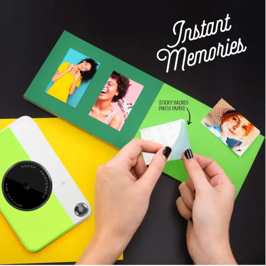 KODAK Printomatic Digital Instant Print Camera, Supports Sticky-Backed 2x3" Zink Photo Paper Green {5}