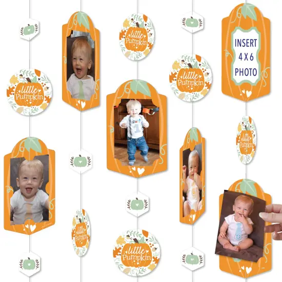 Big Dot of Happiness Little Pumpkin - Fall Birthday Party or Baby Shower Vertical Photo Garland 35 Pieces {1}