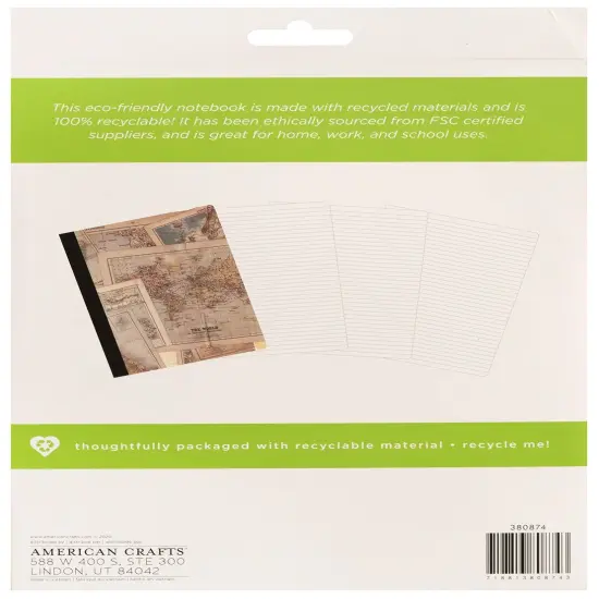 AC Sustainable Journaling Notebook 7.5"X9.75" W/80 Sheets-Maps {3}