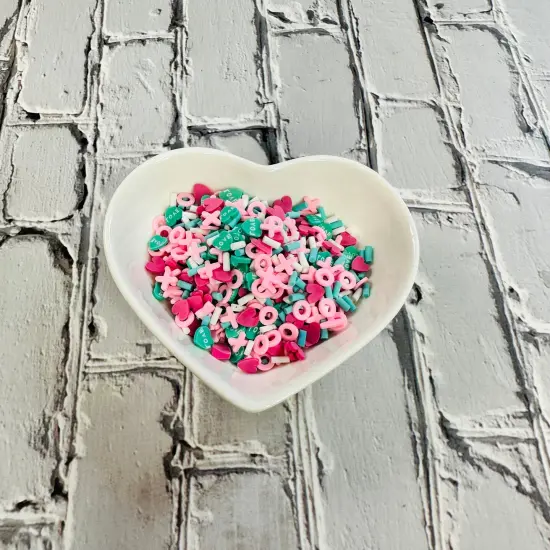 150g Pastel Love Valentine's Polymer Clay Sprinkle Mix - Ideal for Fake Bakes, Clay Art, Slime - Soft, Romantic, and Festive {3}