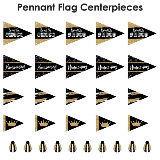 Big Dot of Happiness HOCO Dance - Triangle Homecoming Photo Props - Pennant Flag Centerpieces - Set of 20 {7}