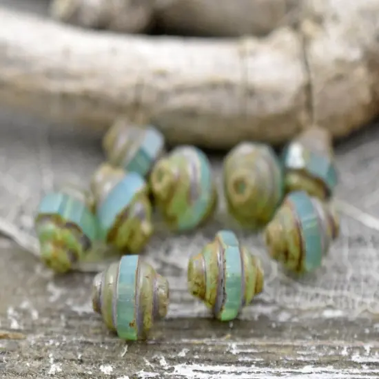 *19* 7x6mm Aqua Opal Picasso Mini Turbine Beads {3}