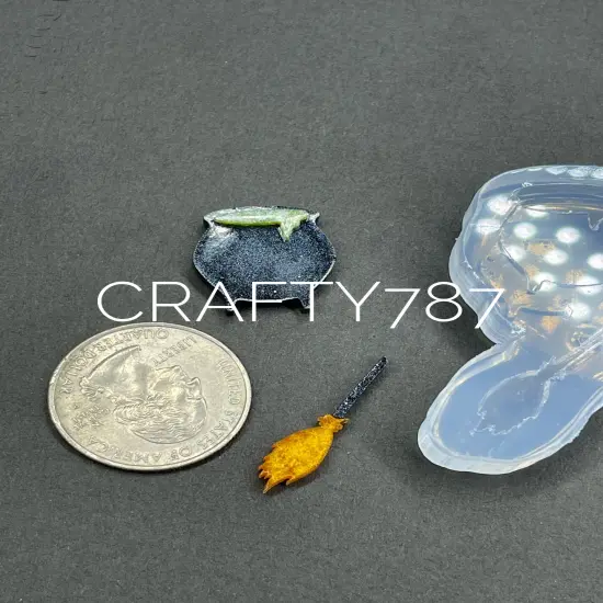Witch Broom & Cauldron Studs Silicone Mold(A8) {3}