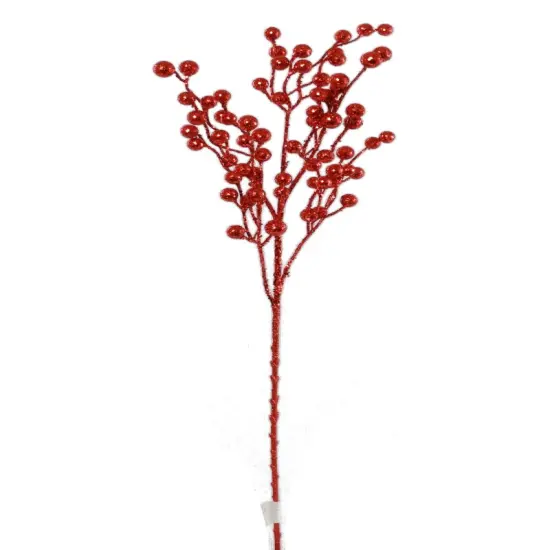 26" Red Glitter Ball Spray - Set of 20, Vibrant Holiday Accents, Ideal for Christmas Decor & Floral Arrangements - Perfect for Home, Office - 2024 Christmas Collection, Floral Home by Artificial Flowers {1}