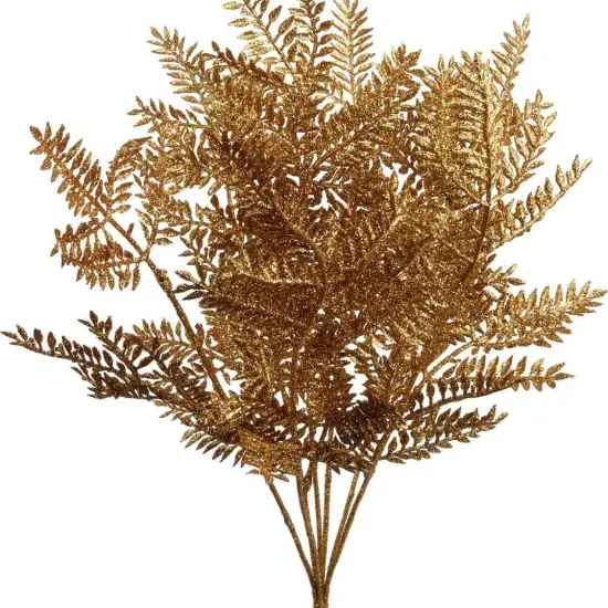 96-Pack: Vibrant Gold Glitter Pine Bush with 7 Sprays - Festive Holiday Accents, Ideal for Christmas Decor & Arrangements - Perfect for Home, Office - 2024 Christmas Collection, Floral Home by Artificial Flowers {1}