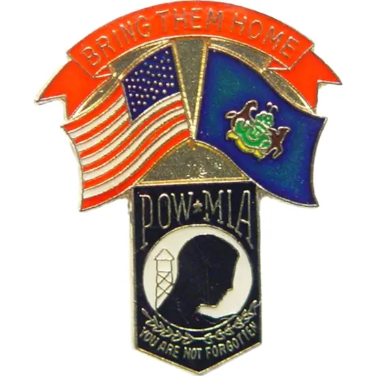 American POW & Pennsylvania Flags Pin 1 1/4" {1}