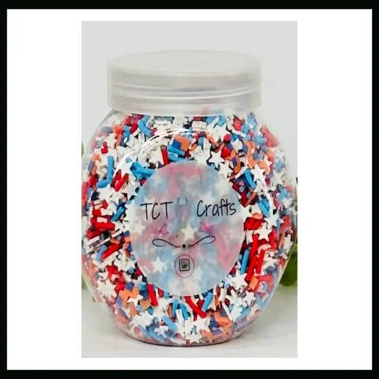 150g Patriotic Flag Polymer Clay Faux Sprinkle Mix - Ideal for Fake Bakes, Clay Art, Slime - Vibrant and Festive {2}