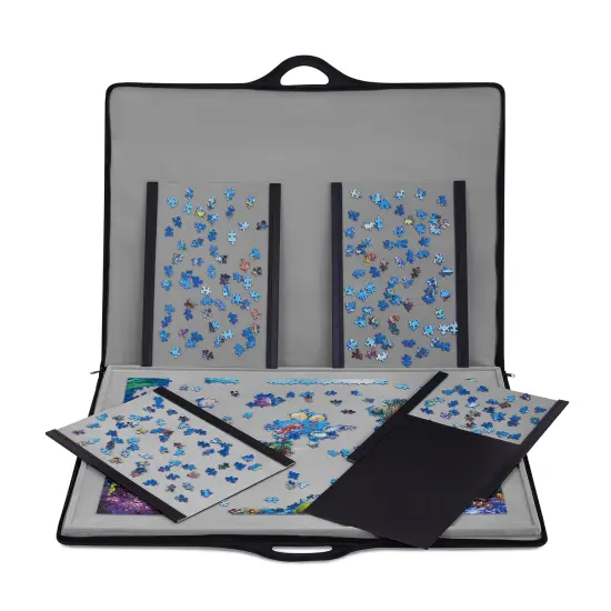 Jumbl Leather Puzzle Portfolio Caddy, Puzzle Holder W/Board & Puzzle Trays for 1,500-Piece Puzzles  {1}