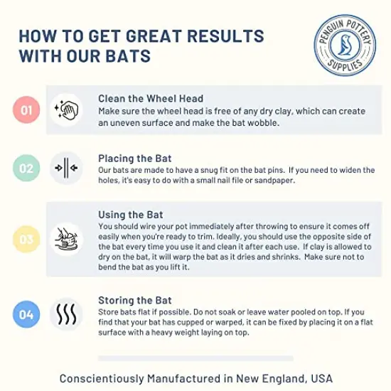 Penguin Pottery - Heavy Duty Bat System for Potters Wheel - Includes 5 Bat Inserts - Great for Saving Space - Increase Productivity for Mugs, Pots and Other Small Pieces {4}