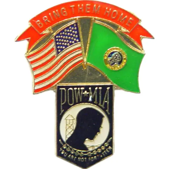 American POW & Washington Flags Pin 1 1/4" {1}