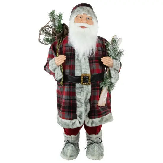 Northlight Alpine Santa Claus with Snowshoes and Skis Christmas Figure - 36" Red {1}