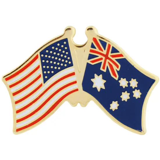 American & Australia Flags Pin 1" {1}