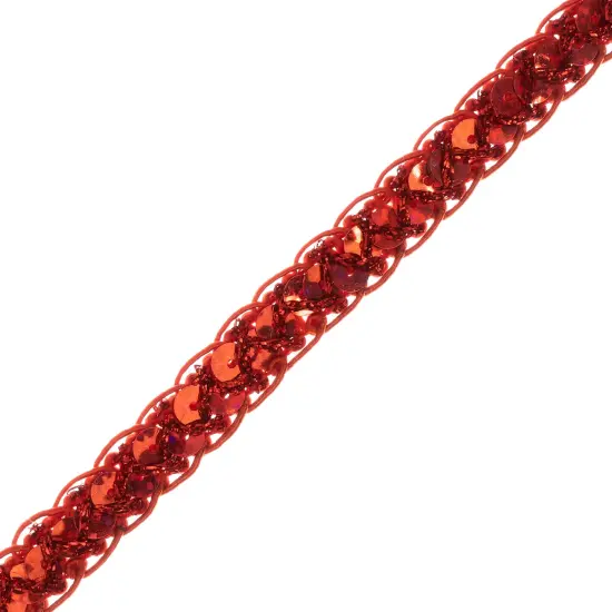 100yards of Thea Sequin Braid Cord Trim | 100 yard cut Red {1}